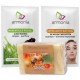 Jabón Natural de Manos, Mascarilla Facial de Algas y Exfoliante Natural de Melisa y Melocotón